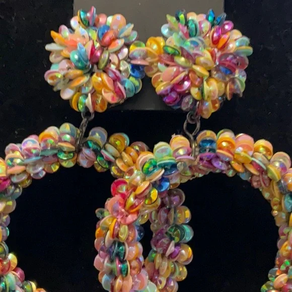 Stella and Dot Colorful Beaded Hoop Earrings and Stud Set - Picture 2 of 5